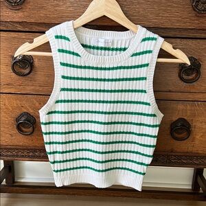All in Favor Green and White Striped Tank Top